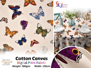 100% Cotton Half Panama Printed Fabric / Canvas printed Fabric / Butterfly Digital Print  Fabric