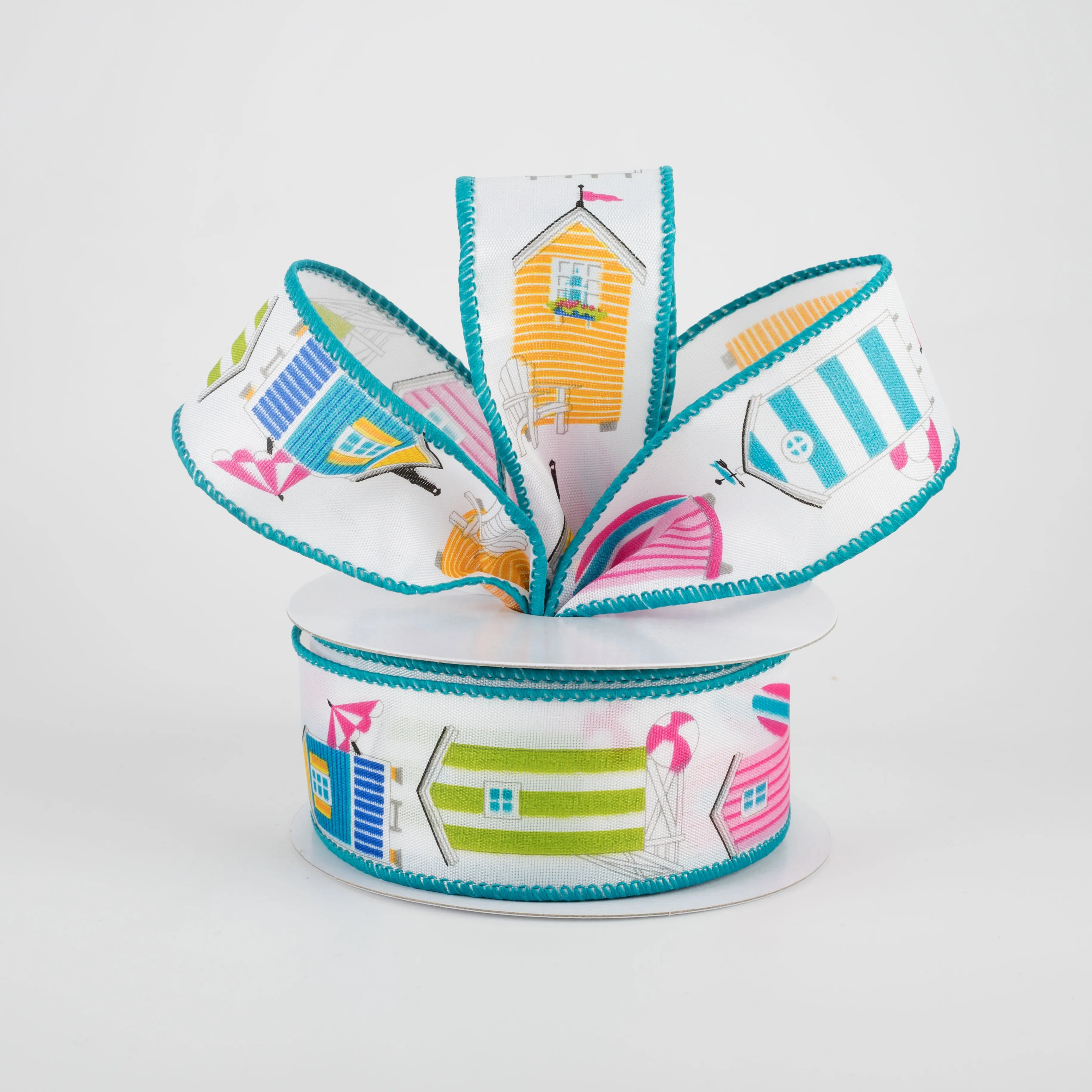 1.5" Beach House Ribbon: Pink, Yellow, Teal (10 Yards)