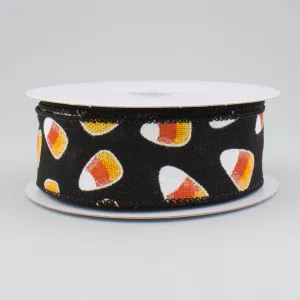 1.5" Black Canvas Candy Corn Ribbon (10 Yards)