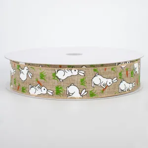 1.5" Bunny & Carrots Ribbon: Natural (50 Yards)