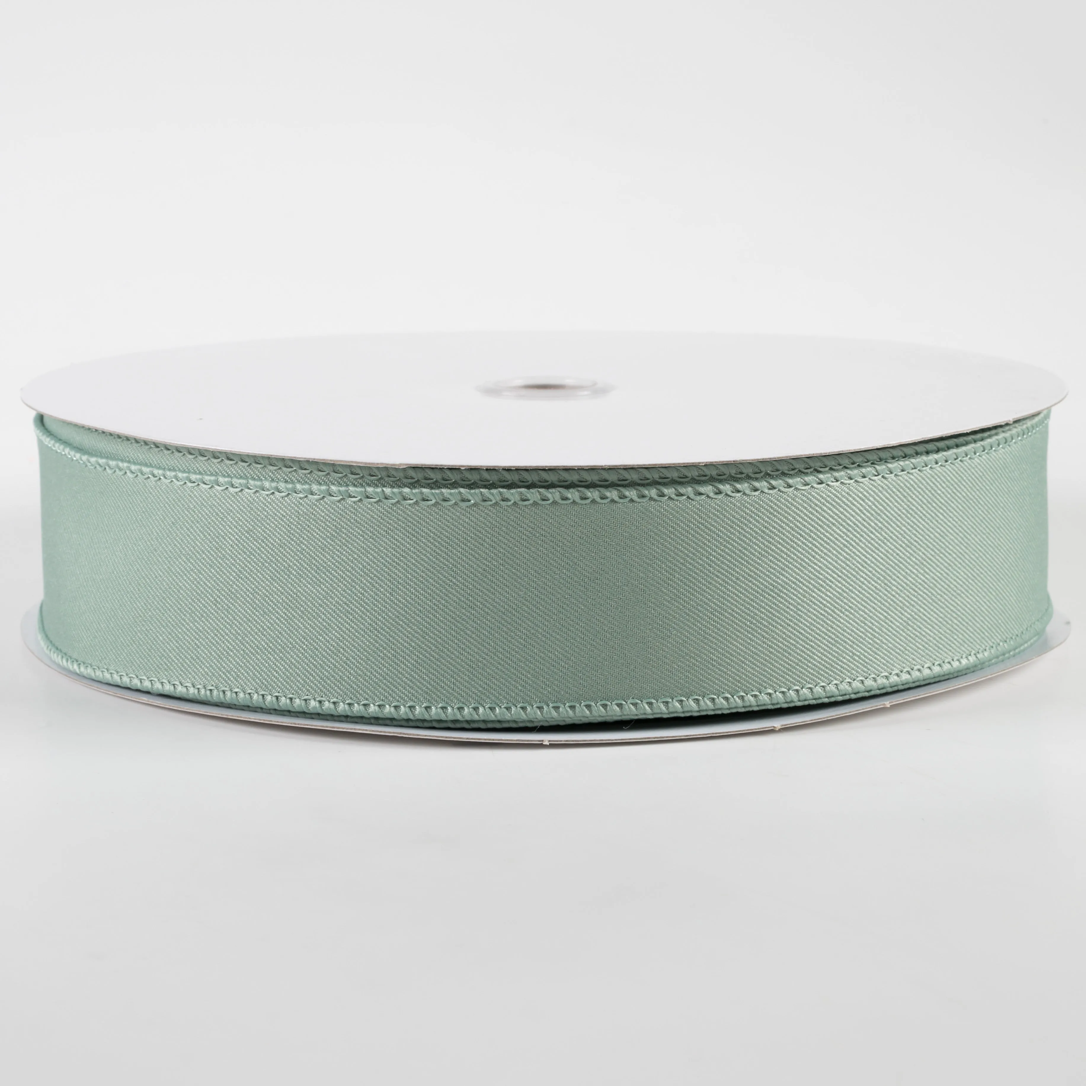 1.5" Diagonal Weave Fabric Ribbon: Sage Green (50 Yards)