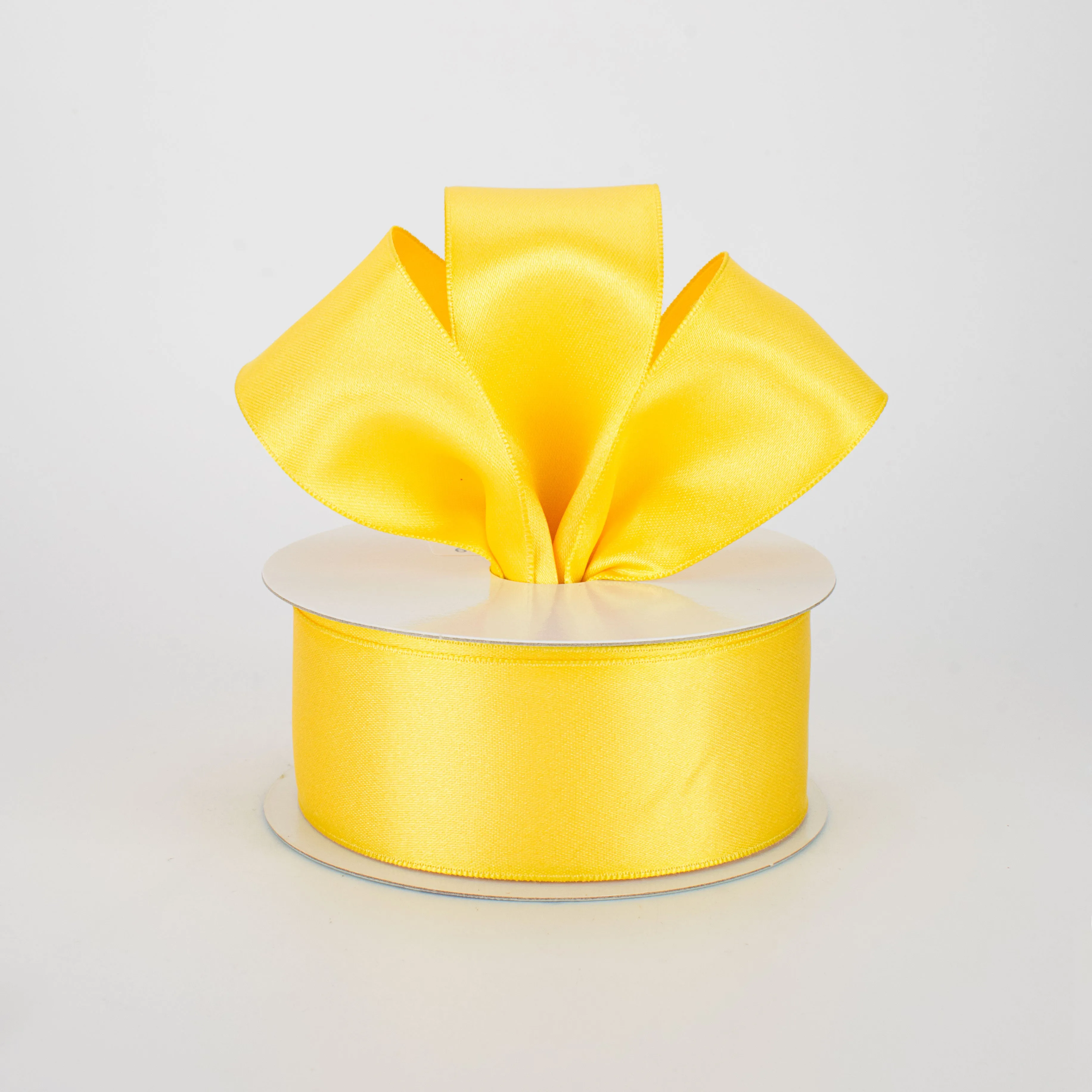 1.5" Double Face Satin Wired Ribbon: Yellow (10 Yards)