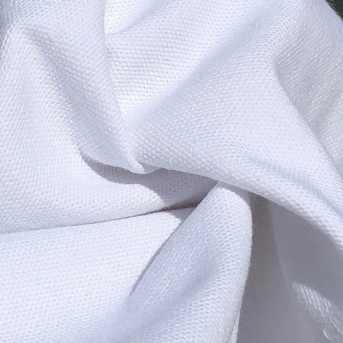 60" 100% Cotton Canvas 7 OZ White Apparel and Face Mask Woven Fabric By the Yard