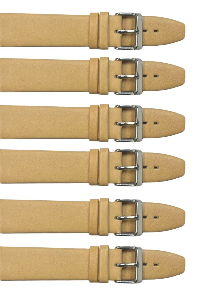 6PCS Light BROWN Leather Flat Plain Unstitched Watch Band Sizes 18MM-24MM