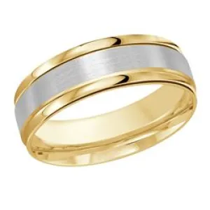 7MM Yellow/White Gold Carved Satin Wedding Band