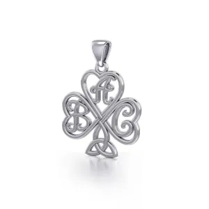 ABC Monogramming Shamrock Clover Silver Pendant TPD5162