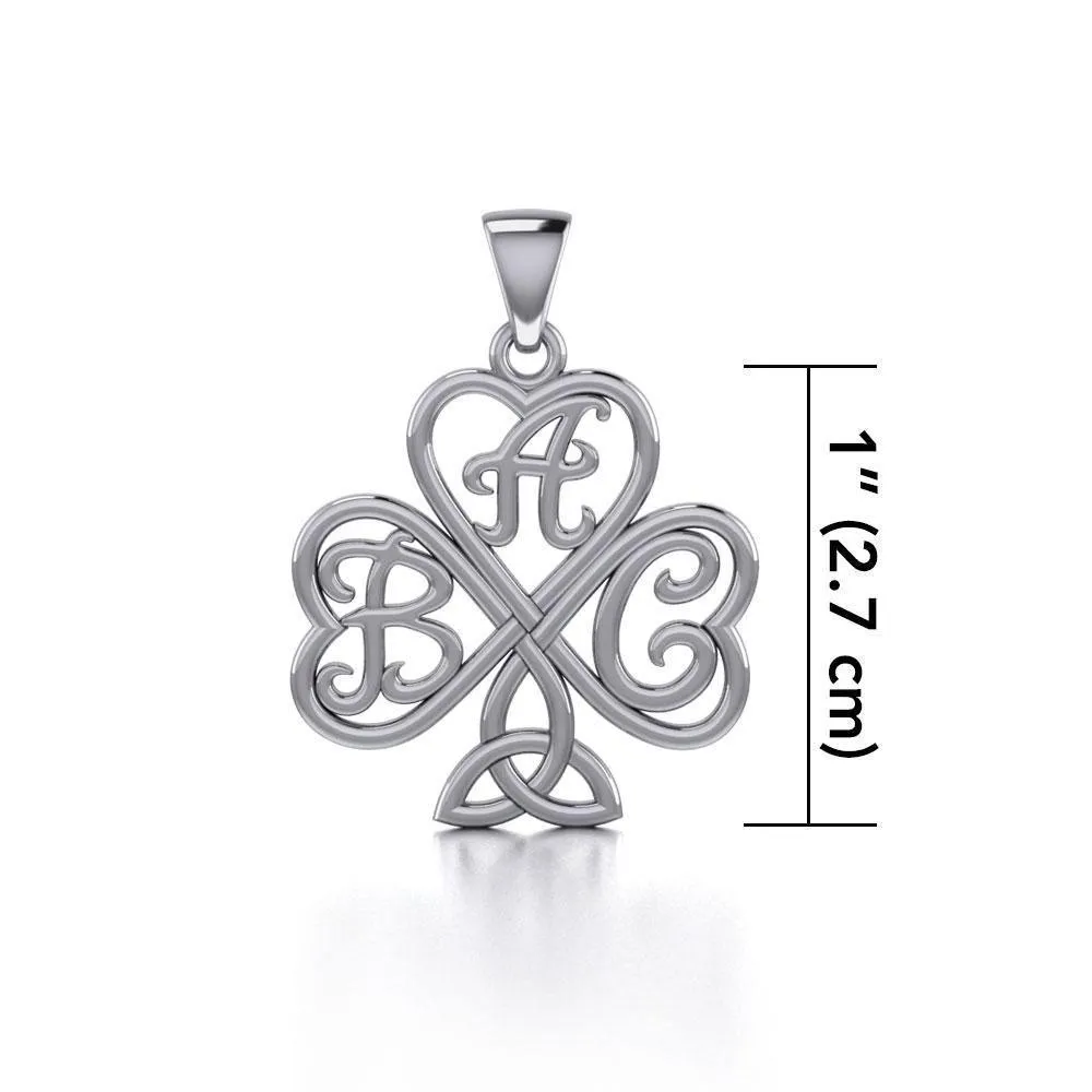 ABC Monogramming Shamrock Clover Silver Pendant TPD5162