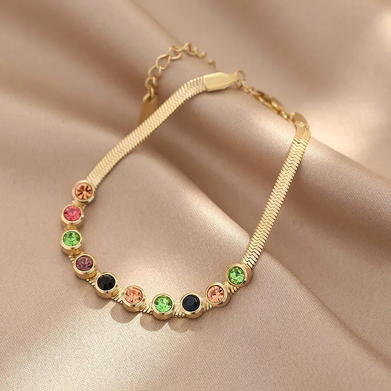 Amy Fashion - Colorful Diamond Snake Chain Bracelet