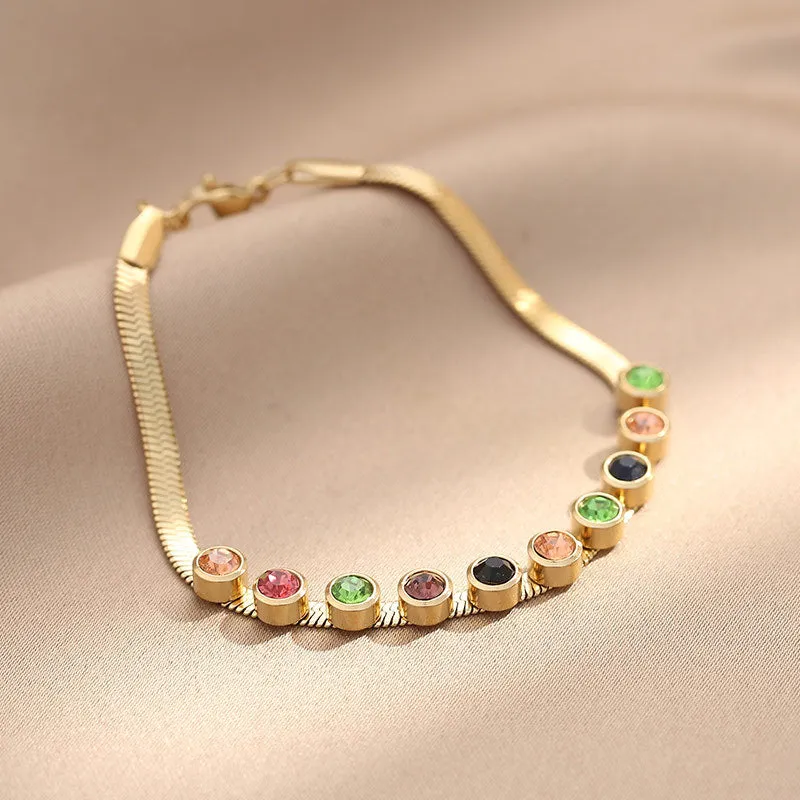 Amy Fashion - Colorful Diamond Snake Chain Bracelet