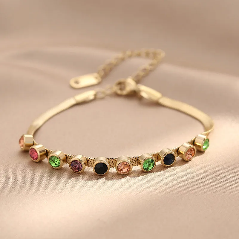 Amy Fashion - Colorful Diamond Snake Chain Bracelet