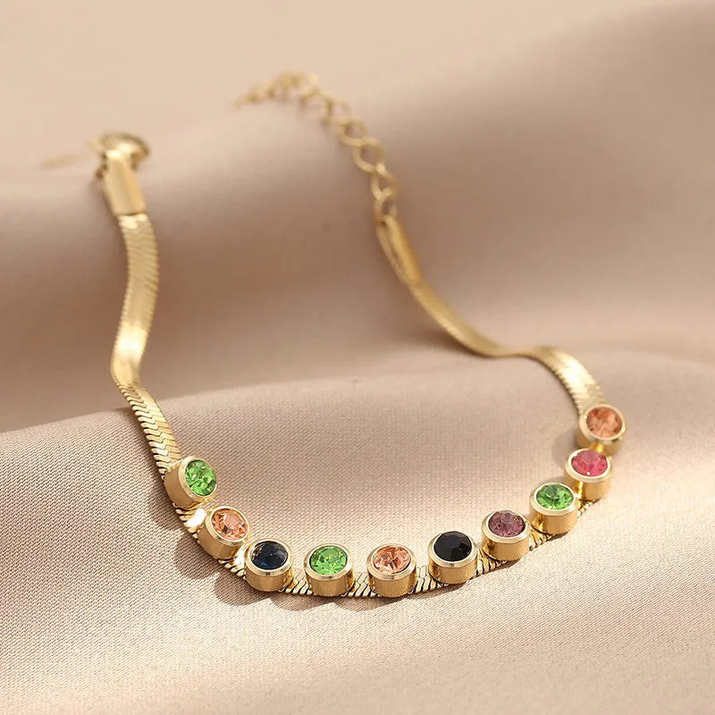 Amy Fashion - Colorful Diamond Snake Chain Bracelet