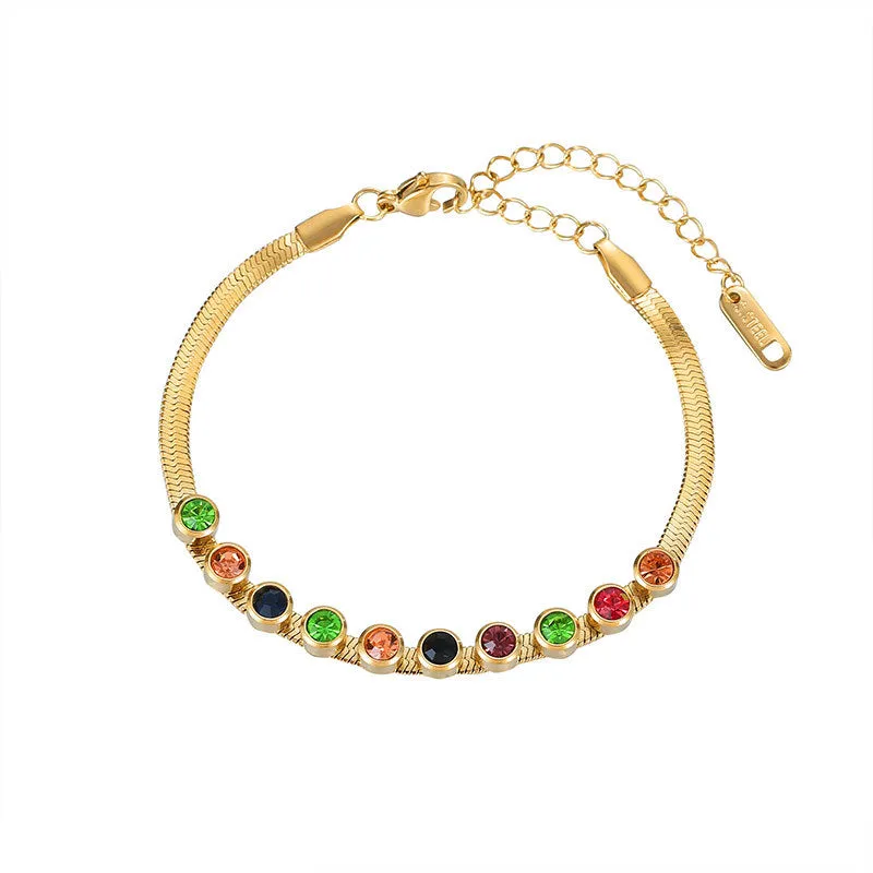 Amy Fashion - Colorful Diamond Snake Chain Bracelet