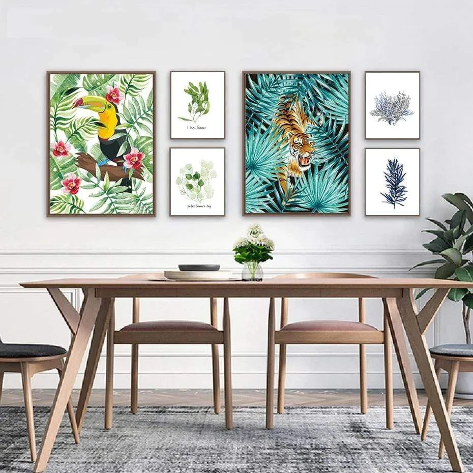 Animals & Leaves Wall Art Modern Abstract Watercolor Painting