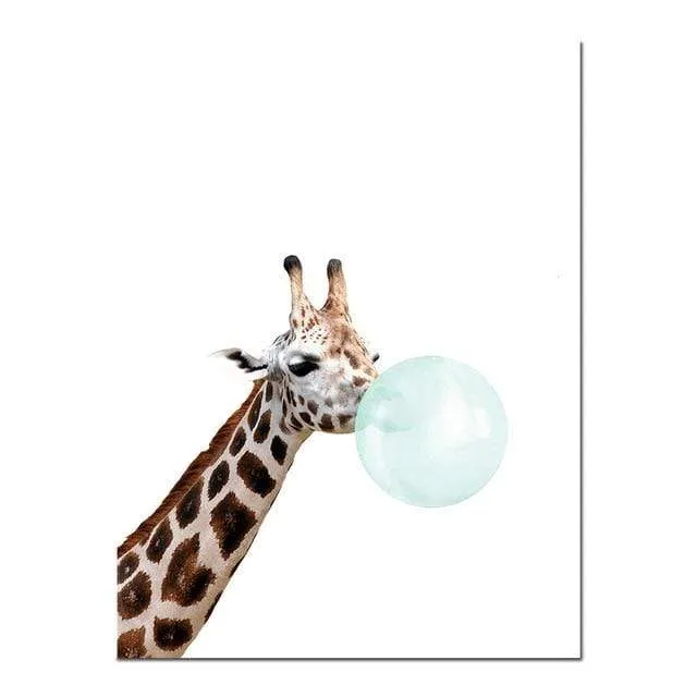 Baby Animal Zebra Giraffe Canvas Poster