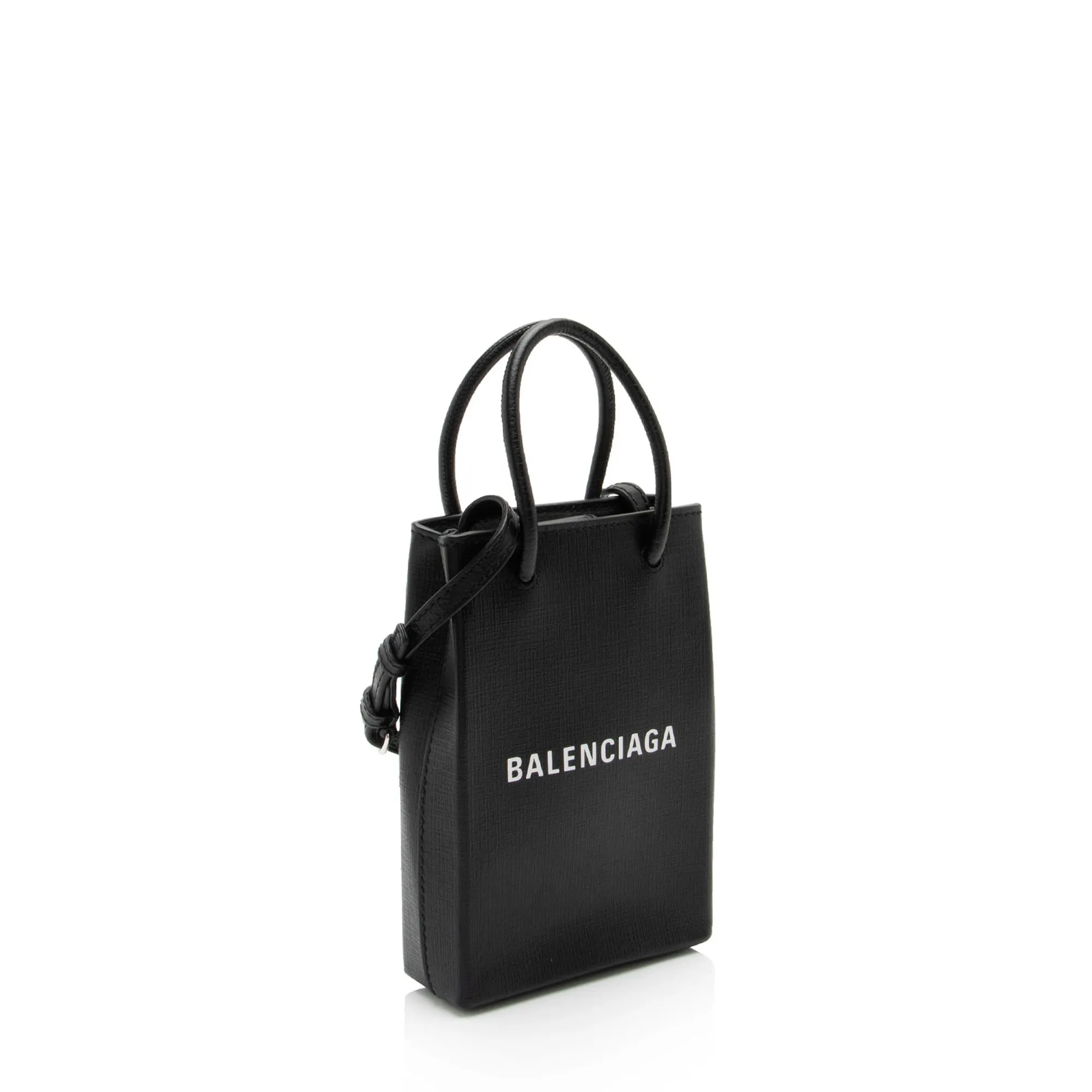 Balenciaga Textured Calfskin Phone Holder Crossbody