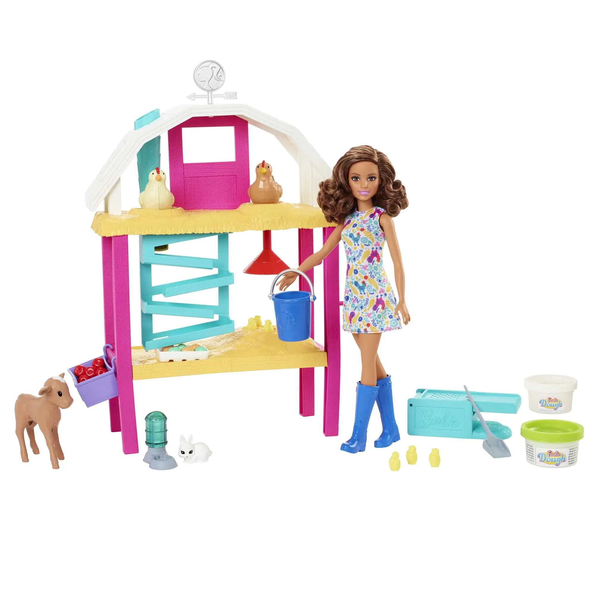 Barbie Doll Playset, Hatch & Gather Egg Farm With Animals, Dough, Kids Toys