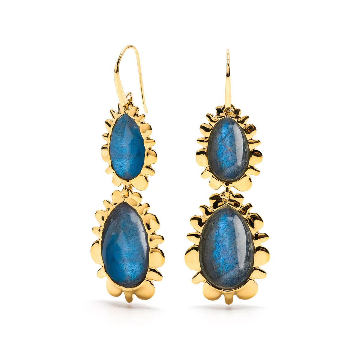 Bliss Double Drop Earrings - Blue Labradorite