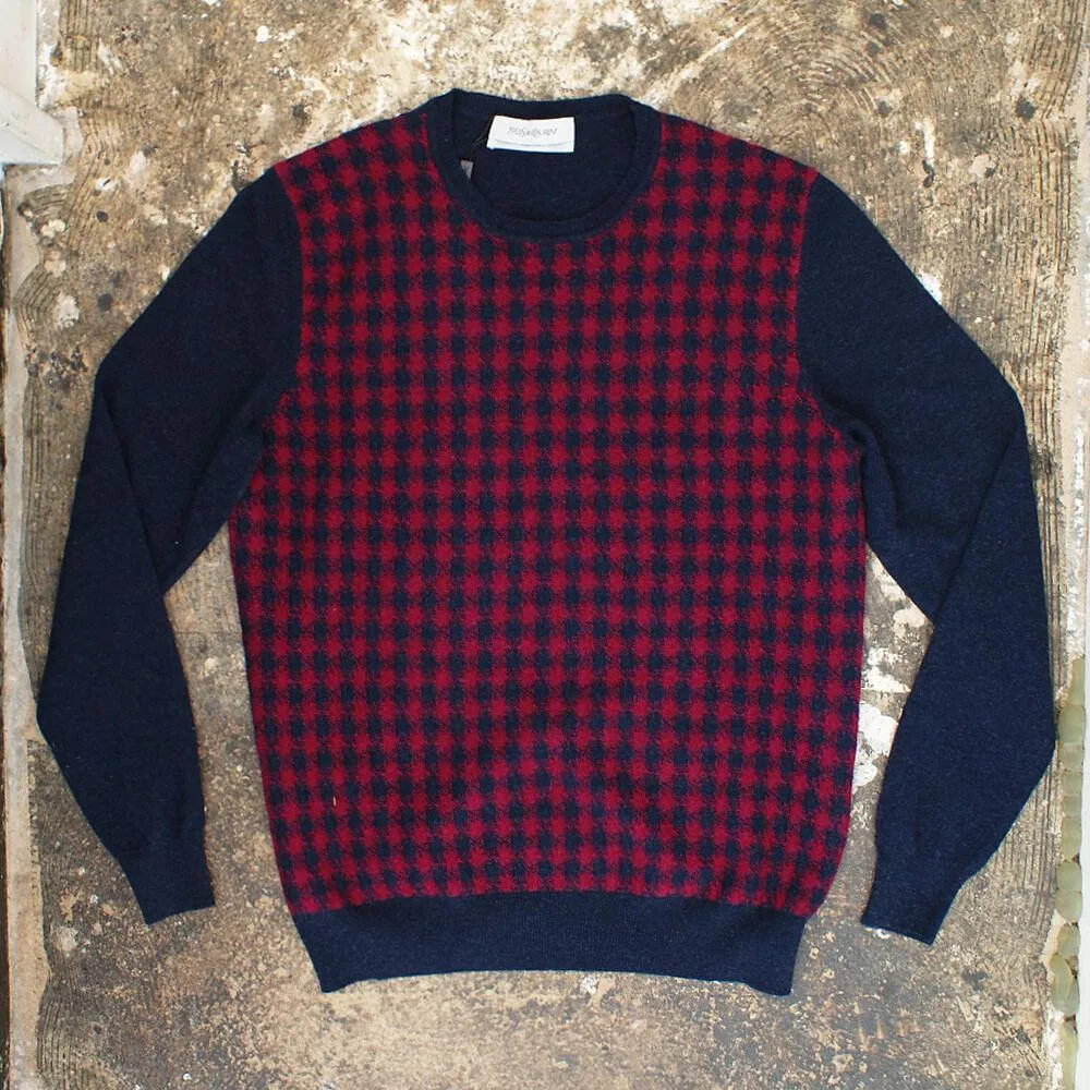 Blue & Maroon Houndstooth Jumper