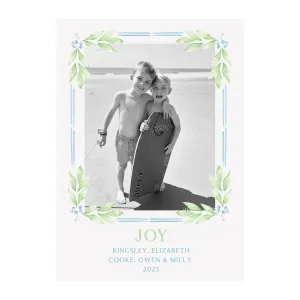 Blue Mistletoe Holiday Photo Cards