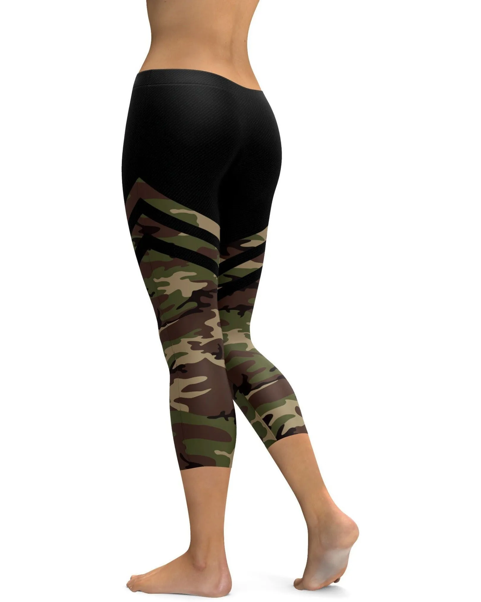 Camo & Black Thigh High Stocking Capris