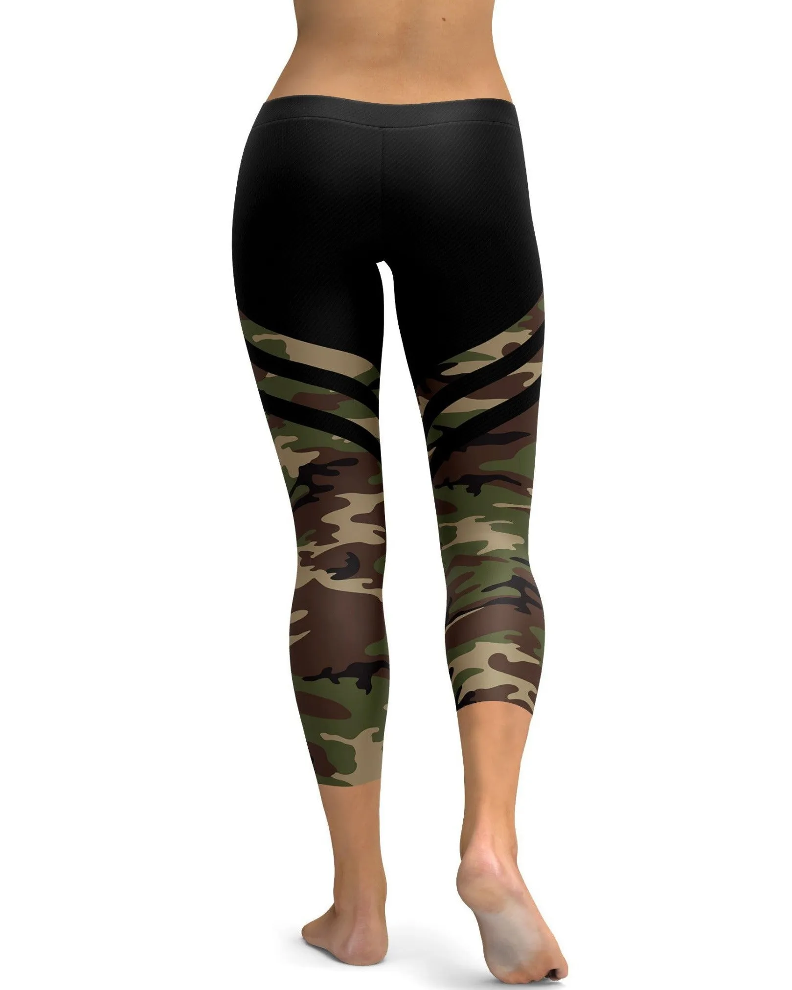 Camo & Black Thigh High Stocking Capris