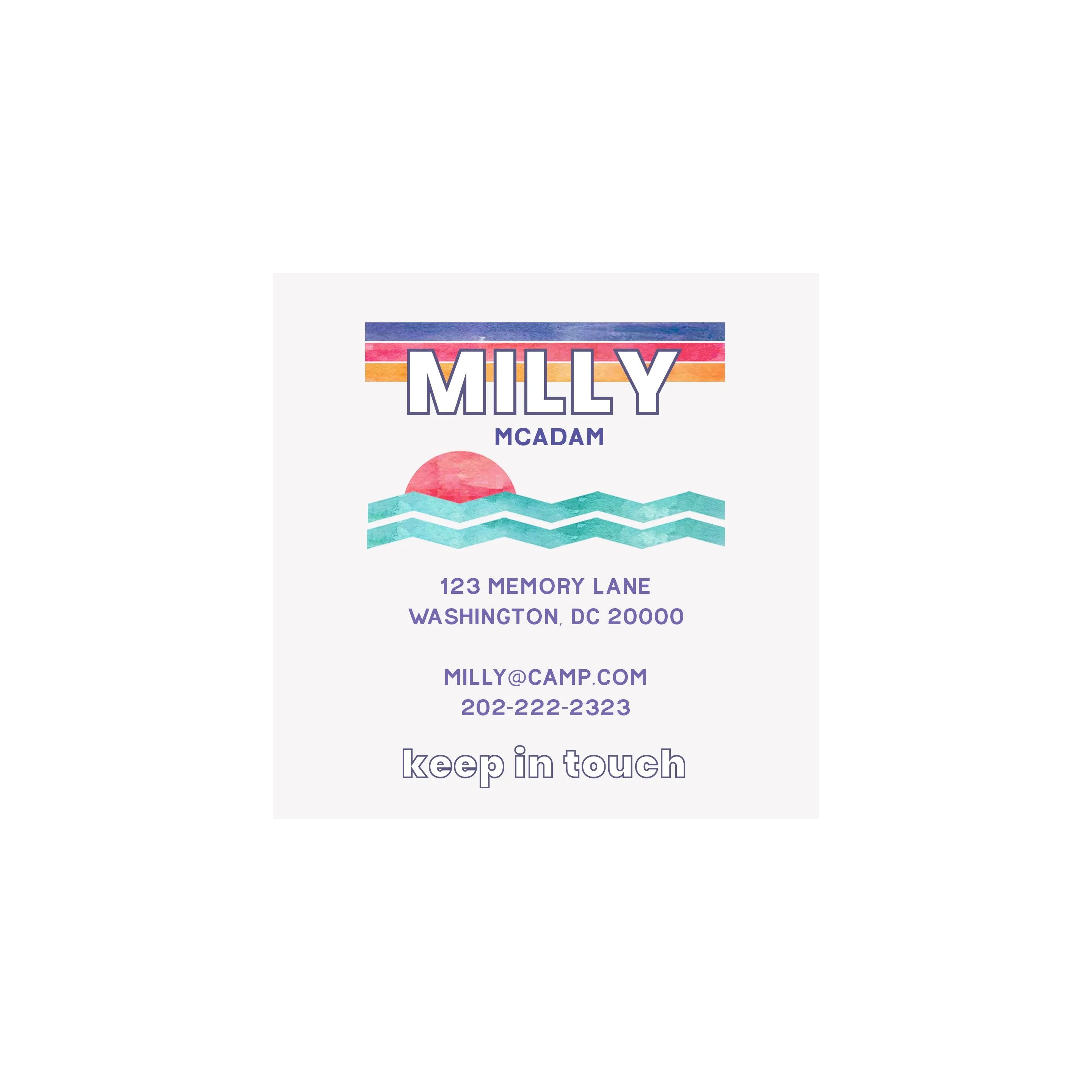 Camp Calling Cards- Ocean Sunset- Pink/Teal