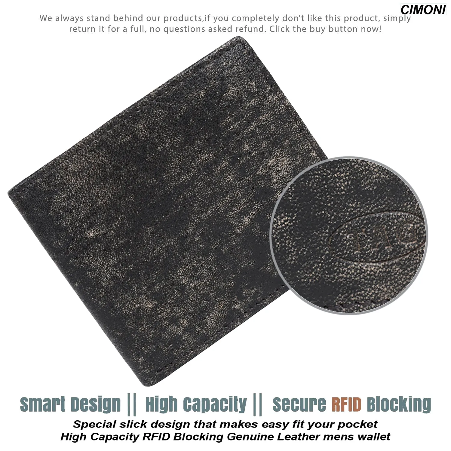 CIMONI Genuine Leather Casual Slim Multi Credit Cards Slot Ultra Slim RFID Wallet for Men