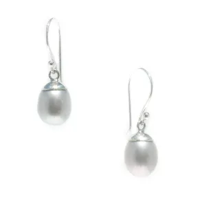 Coco Drop Pearl Earrings Silver 12mm