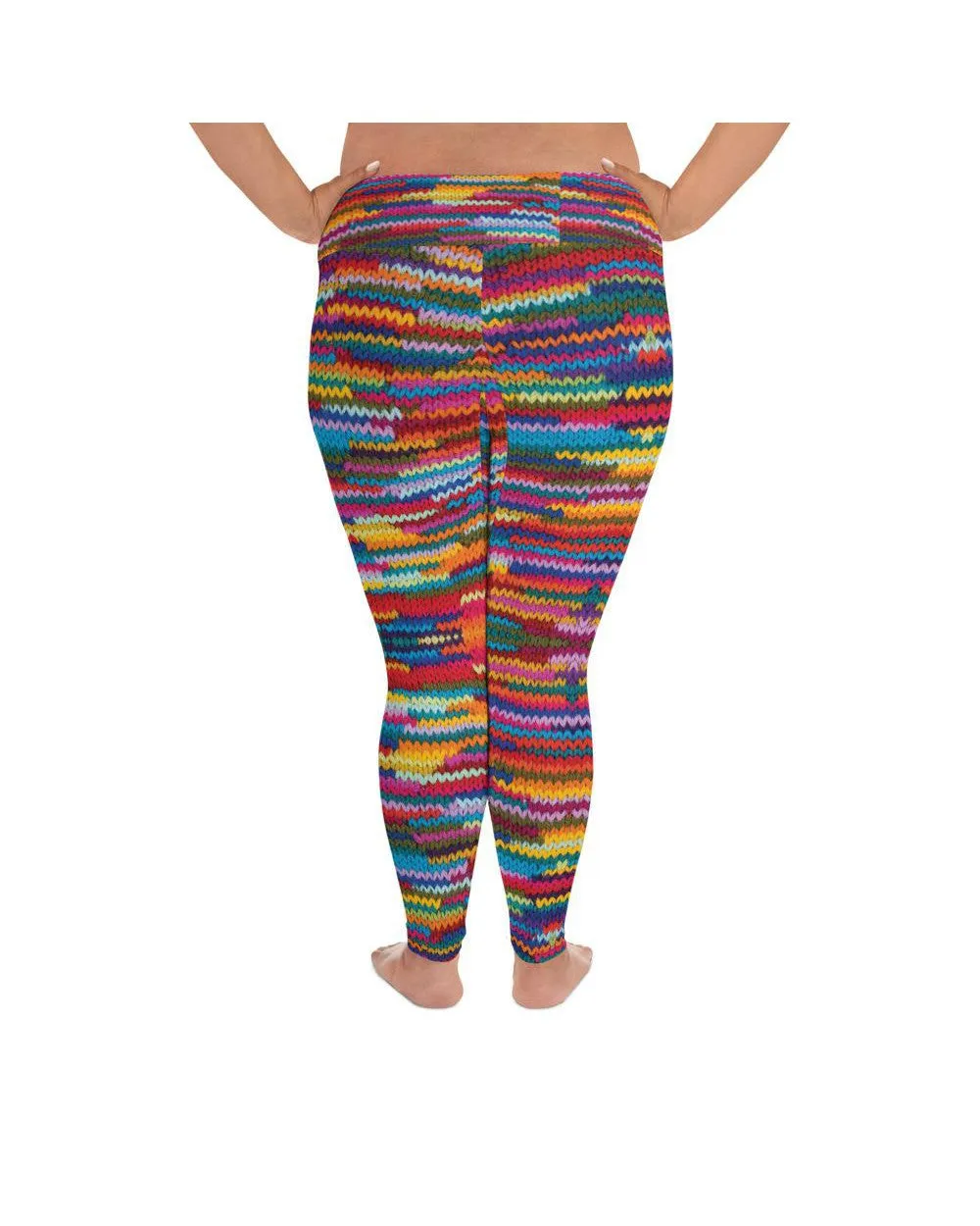 Colorful Knitted Pattern Plus Size Leggings