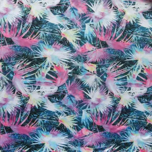 Colorful Palm Fronds Nylon Spandex Swimsuit Fabric - 19" Remnant