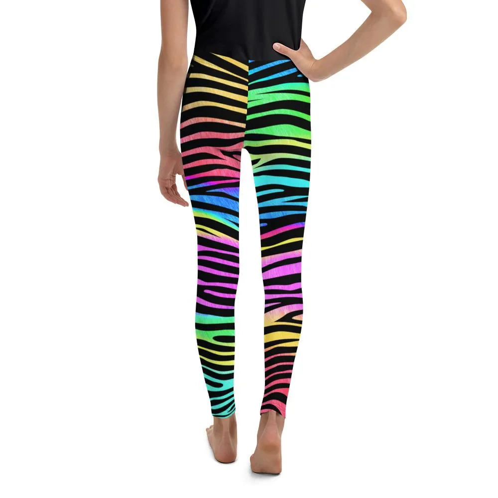 Colorful Zebra Striped Youth Leggings