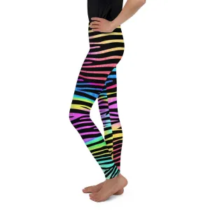 Colorful Zebra Striped Youth Leggings