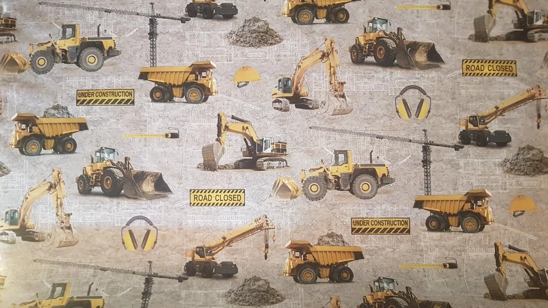 Cotton Canvas Heavy Construction Vehicles Fabric