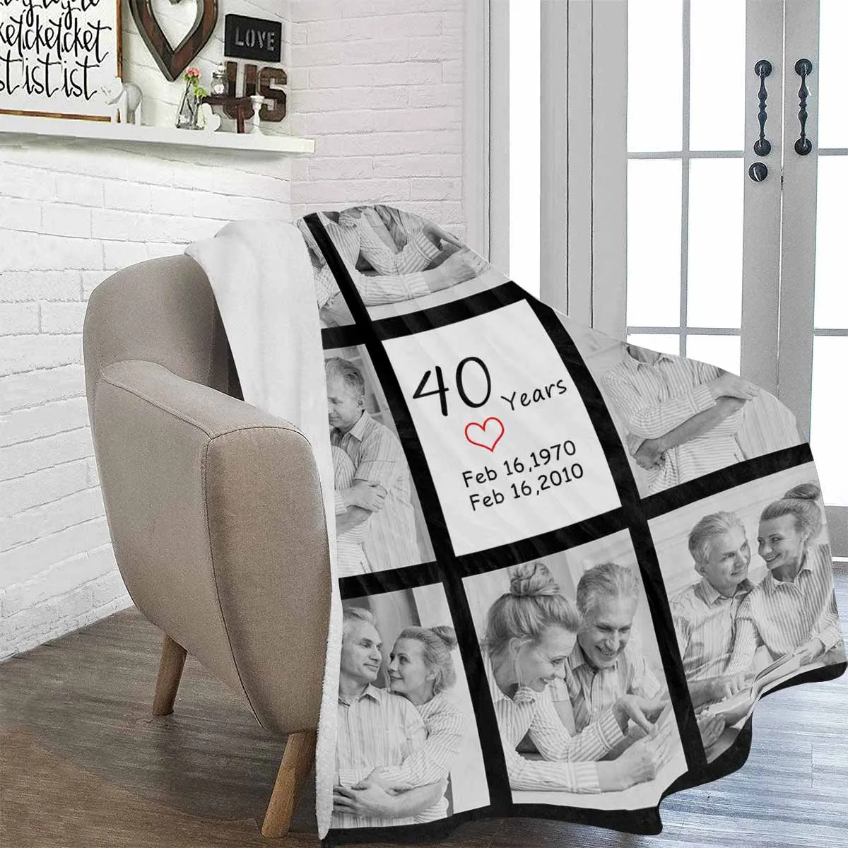 Custom Couple Blanket with Photo Wedding Anniversary Valentine's Day Presents