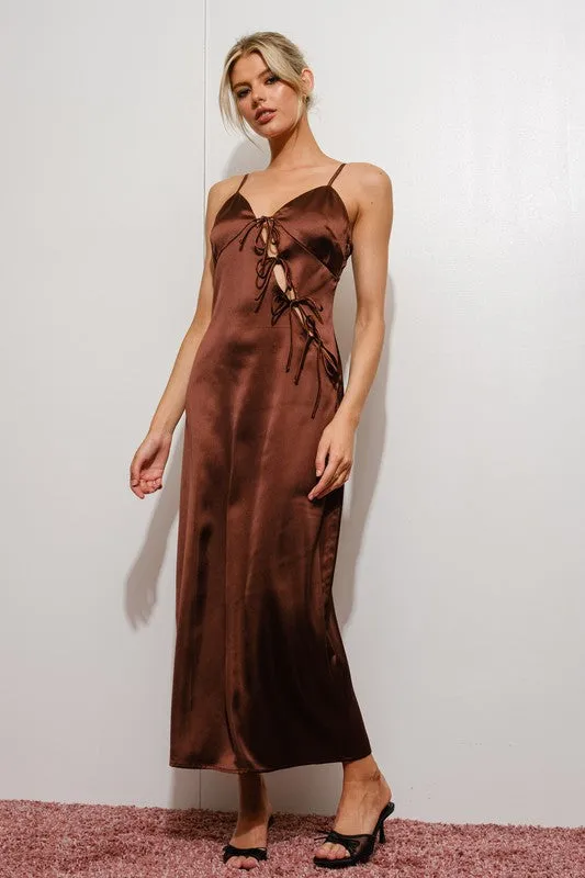 Cutout Satin Maxi Dress