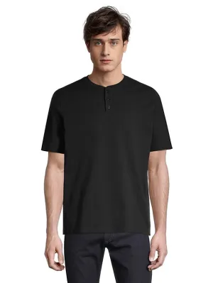 E L Tech Men's Henley Button Tee - BLACK