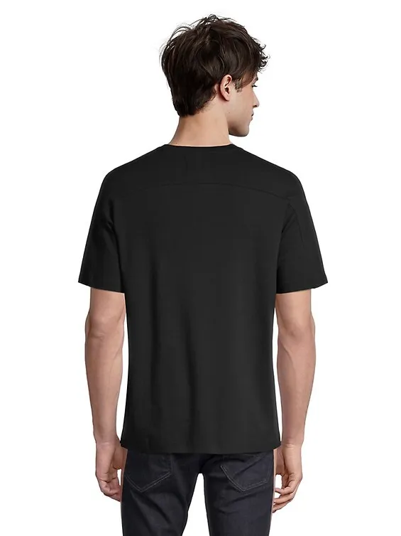 E L Tech Men's Henley Button Tee - BLACK