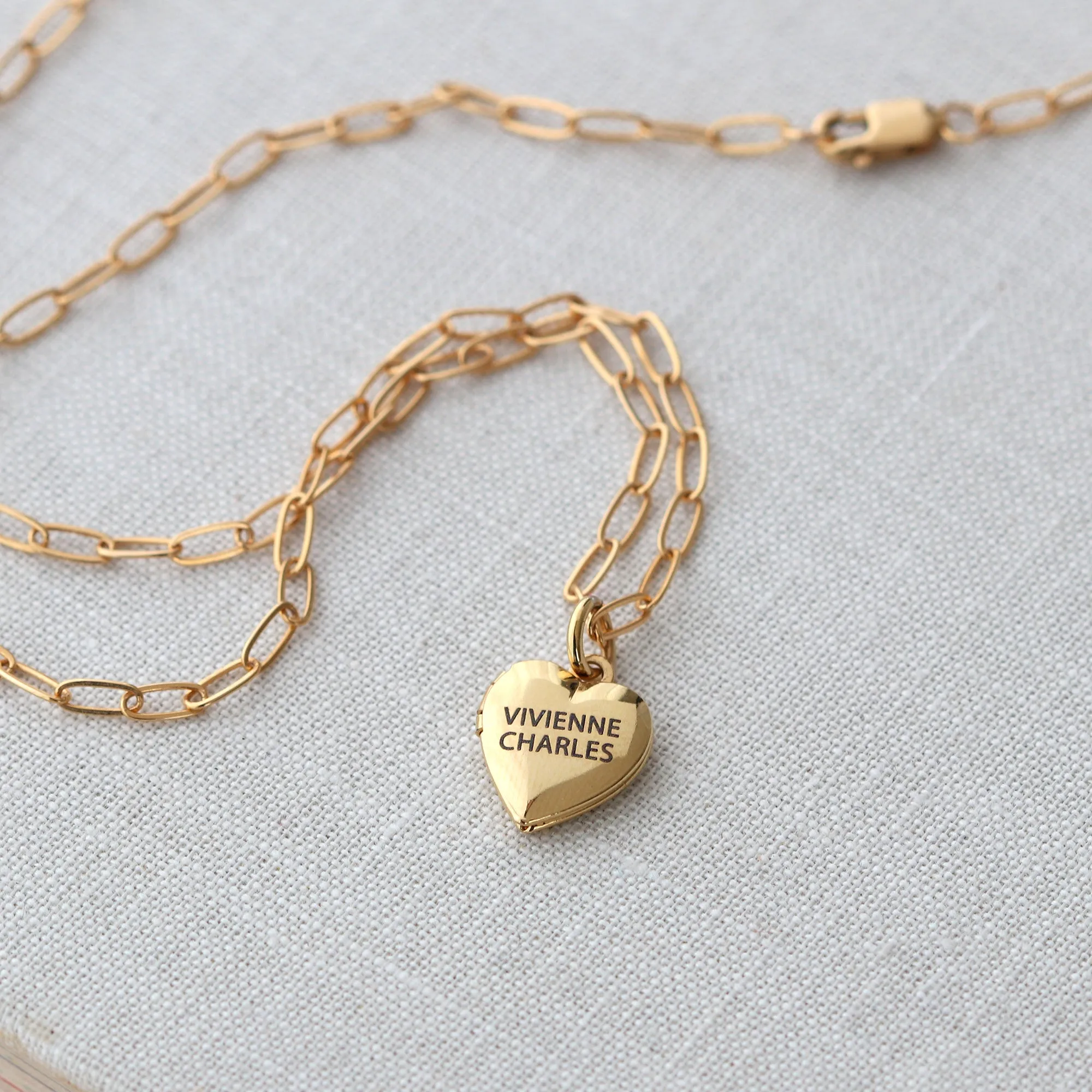 Engraved Heart Locket Necklace