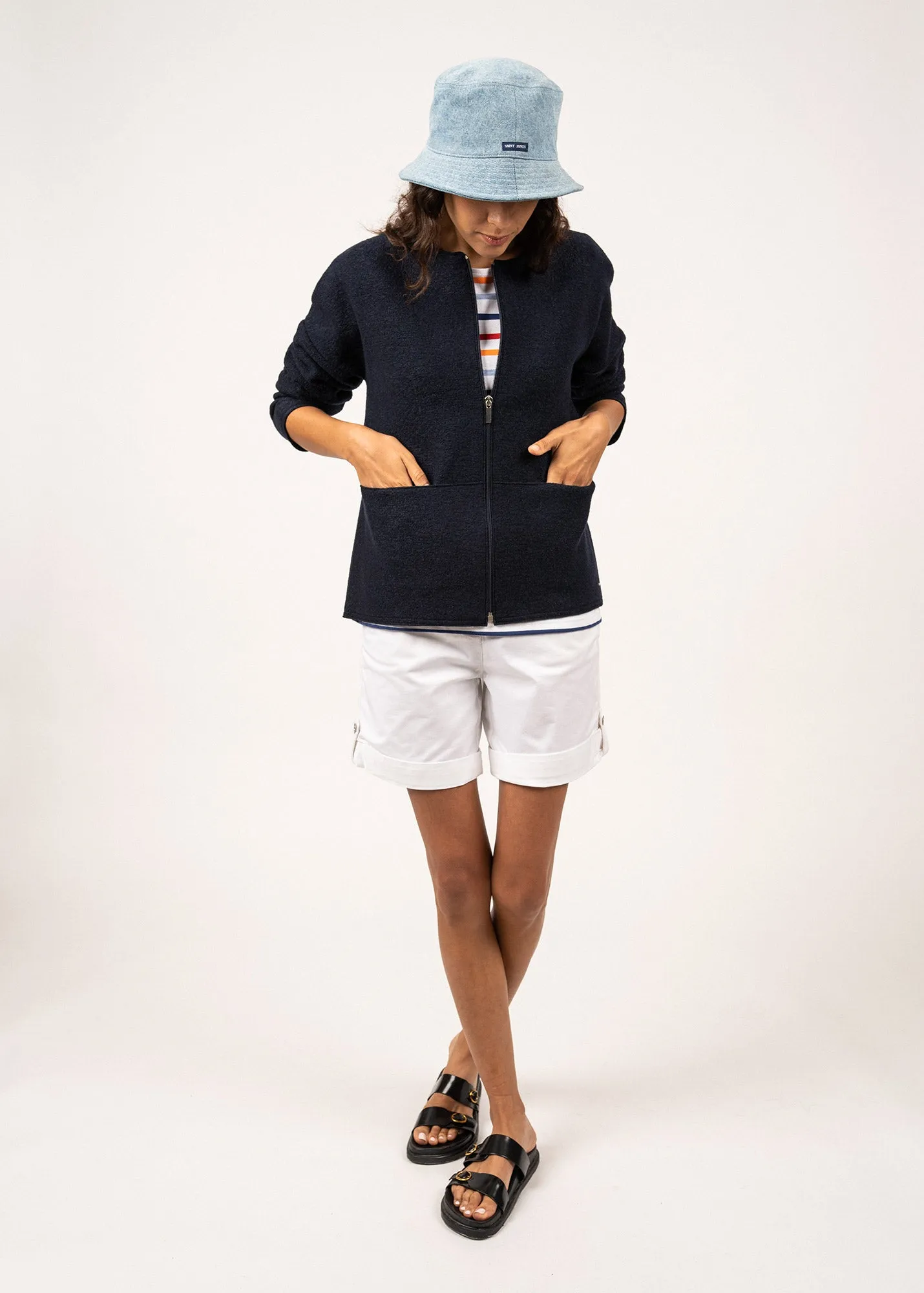 ERDEVEN - Full-Zip Boiled Wool Cardigan (NAVY)