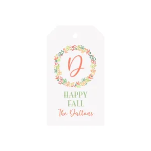 Fall Wreath Personalized Angled/Drilled Gift Tags