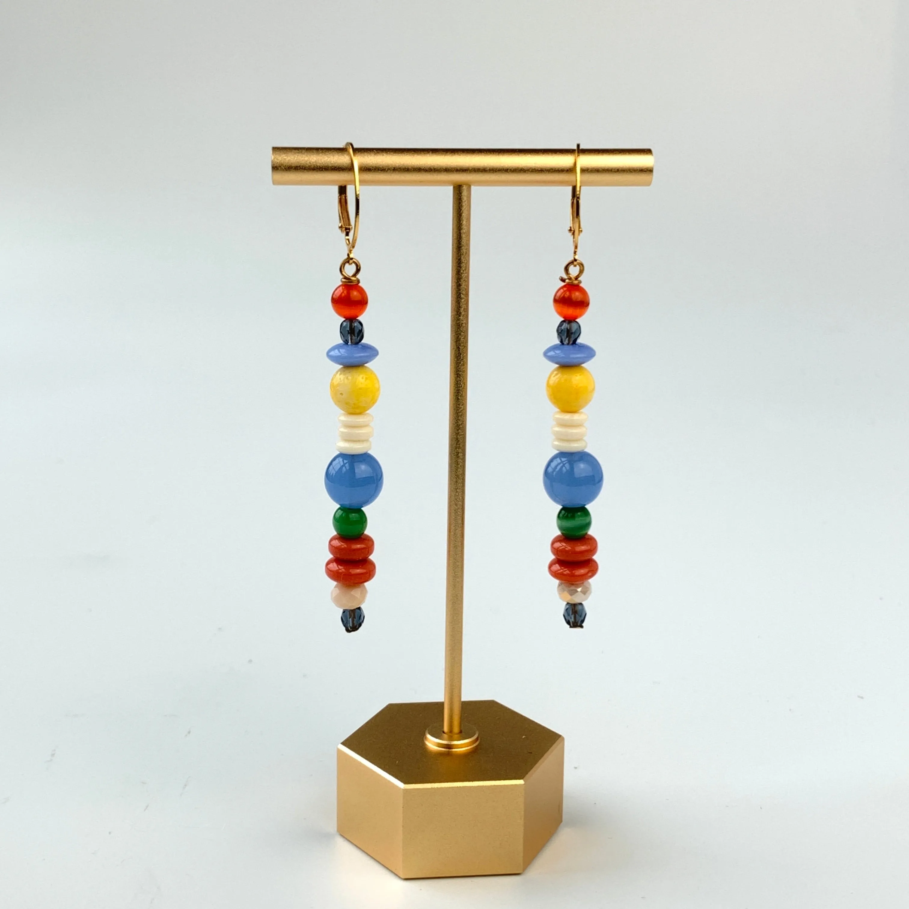 Folk Art Candlestick Glass Beaded Earrings