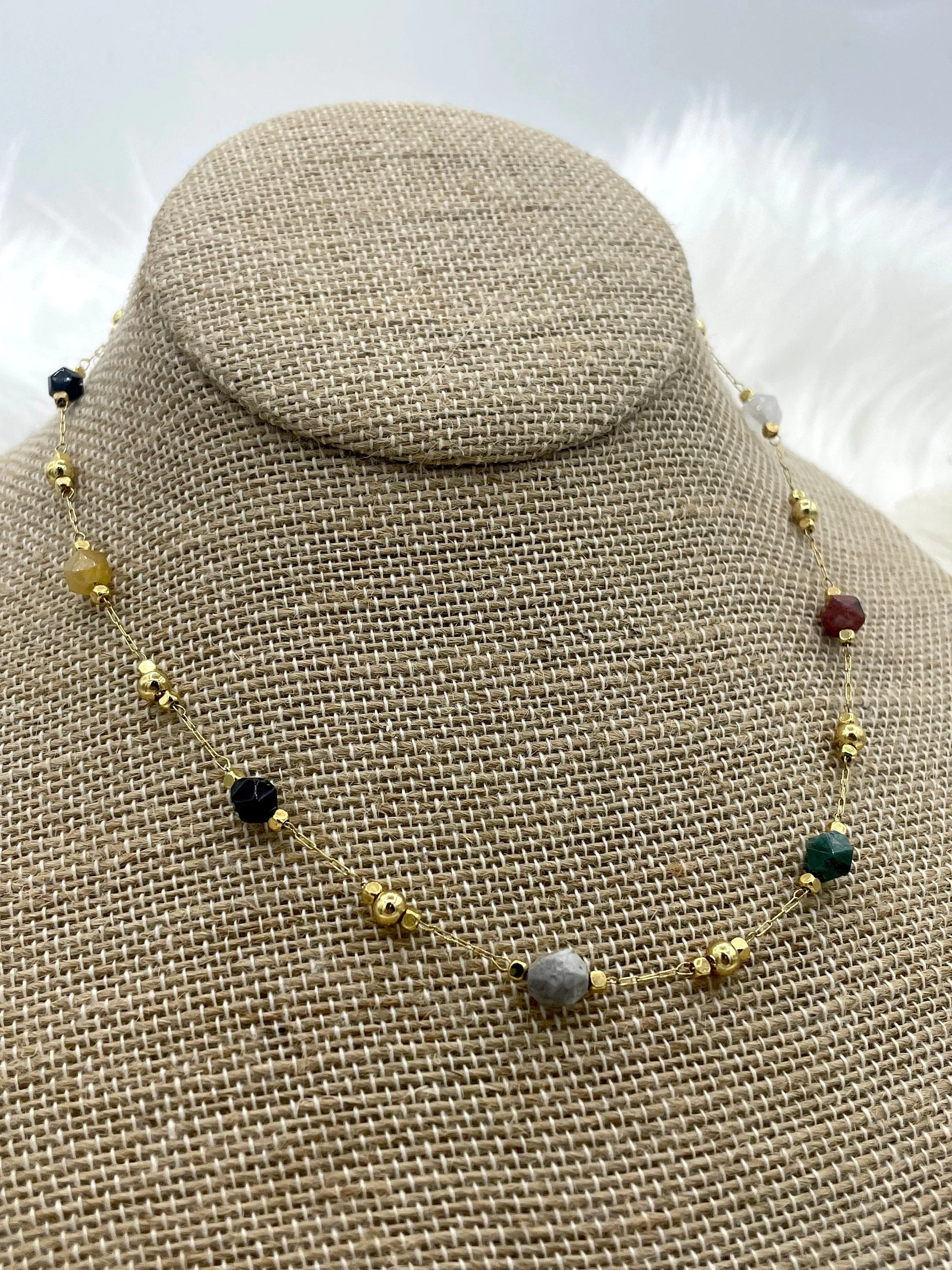 Gold plated Agate or Glass Rosary Chains, Gold Plated Brass Chain, Multicolor Beaded Chains, Colorful Chains, Sold By the Foot, Fast Ship