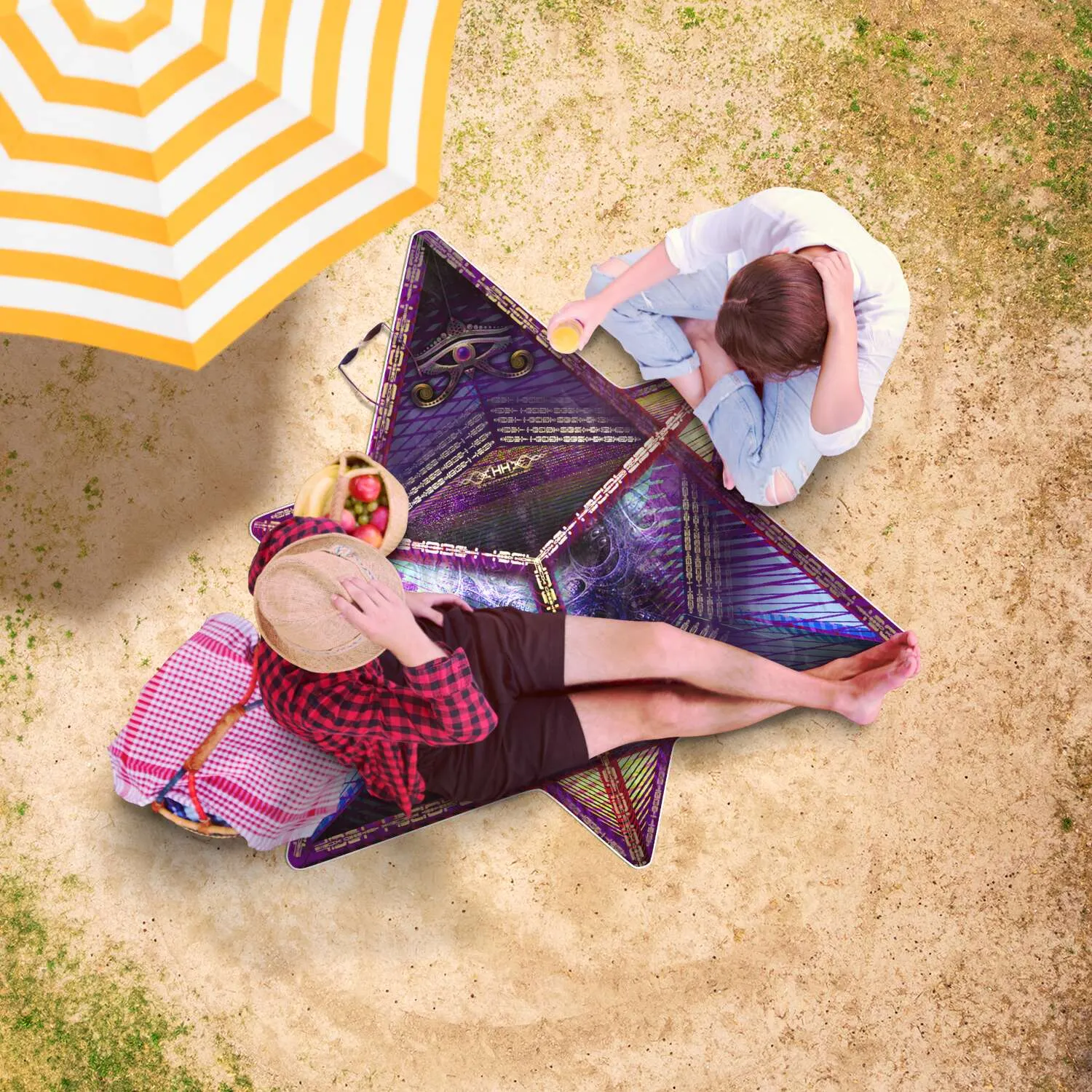 Golden Merkaba Freeform Beach Towel