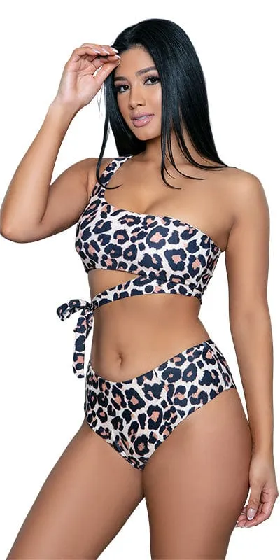 High Waist Leopard Print Bikini