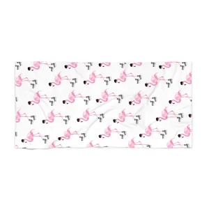 Hockey Playing Flamingo Beach Towel