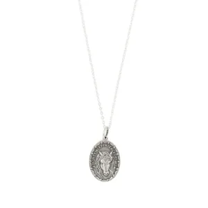 Horse Saint Necklace in Antiqued Silver