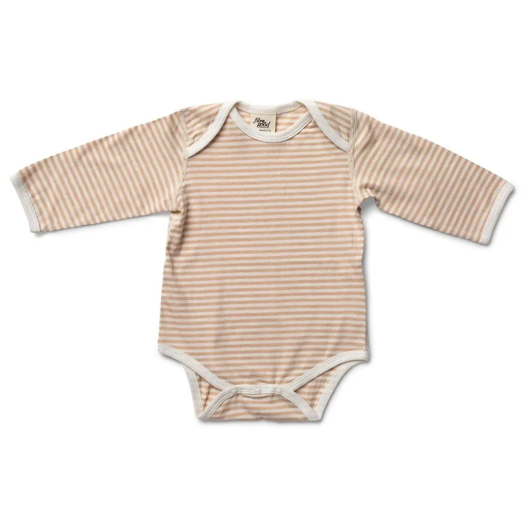 Jersey Striped ong Sleeve Body Suit - Brown /Natural