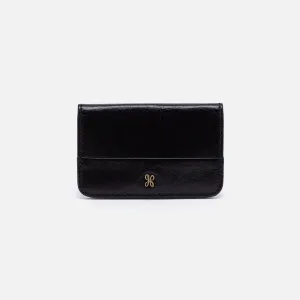 Jill Mini Card Case In Polished Leather - Black