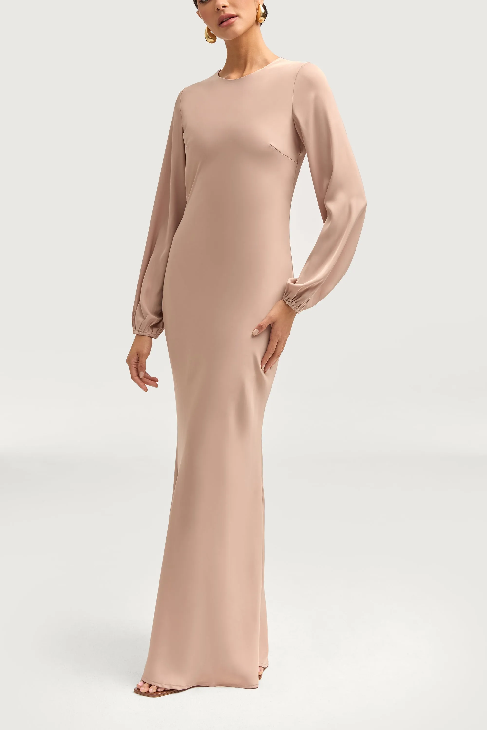 Kamila Satin Maxi Dress - Caffe