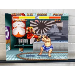 Ken vs E-Honda Street Fighter II SNES Gallery Wrapped Canvas Print 12x16